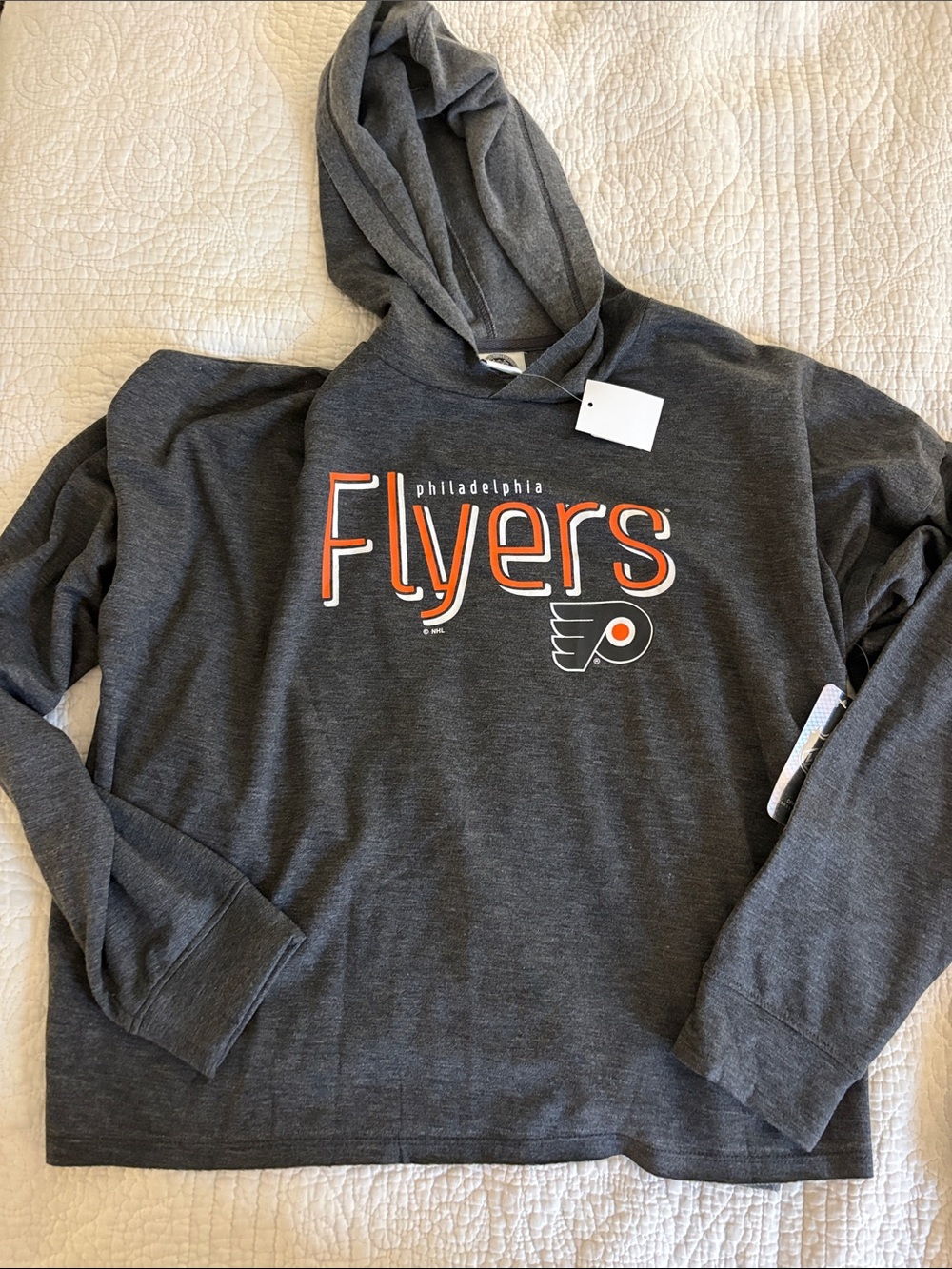 NHL Philadelphia Flyers Charcoal Hooded Sweatshirt with Orange Accents